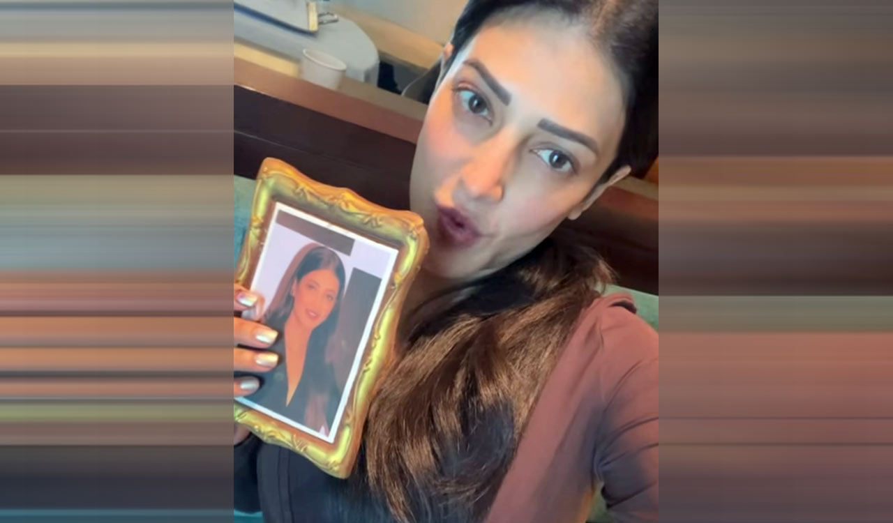 Shruti Haasan bites into edible photo frame, fans amused
