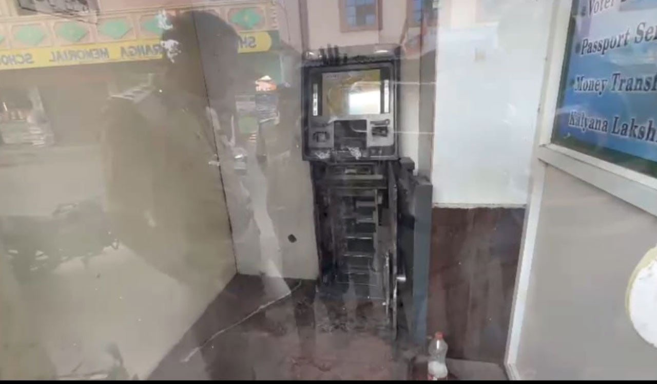 Burglars steal entire SBI ATM near Yellareddypet police station in Rajanna-Sircilla