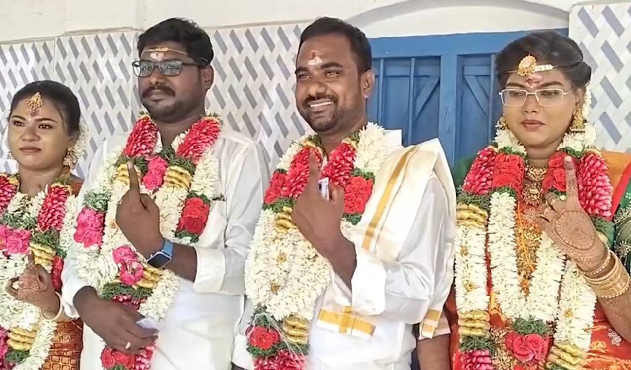 TN polls: Newlyweds step out to vote, ECI highlights spirit of active citizenship