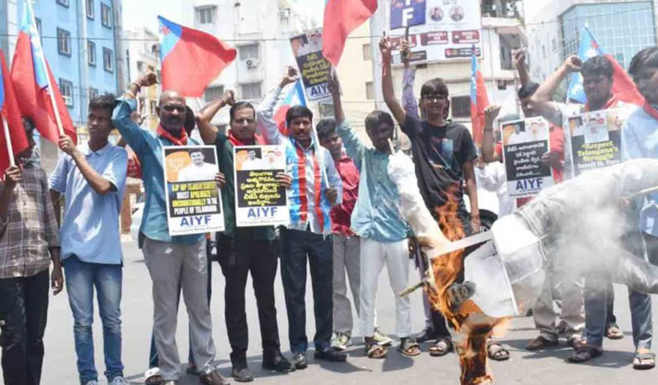 Telangana erupts in protest against BJP MP Tejasvi Surya’s remarks