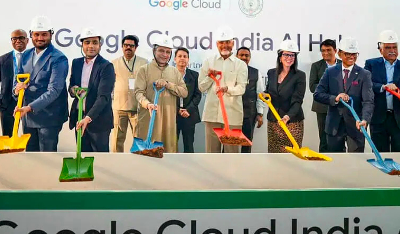 Naidu lays foundation for USD 15 billon Google data centre near Vizag