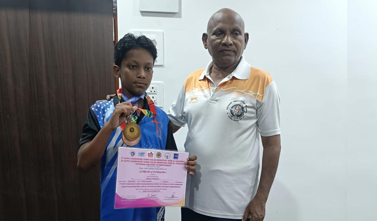 Khammam archer Vikranth wins gold and silver at Lenin Volga archery meet