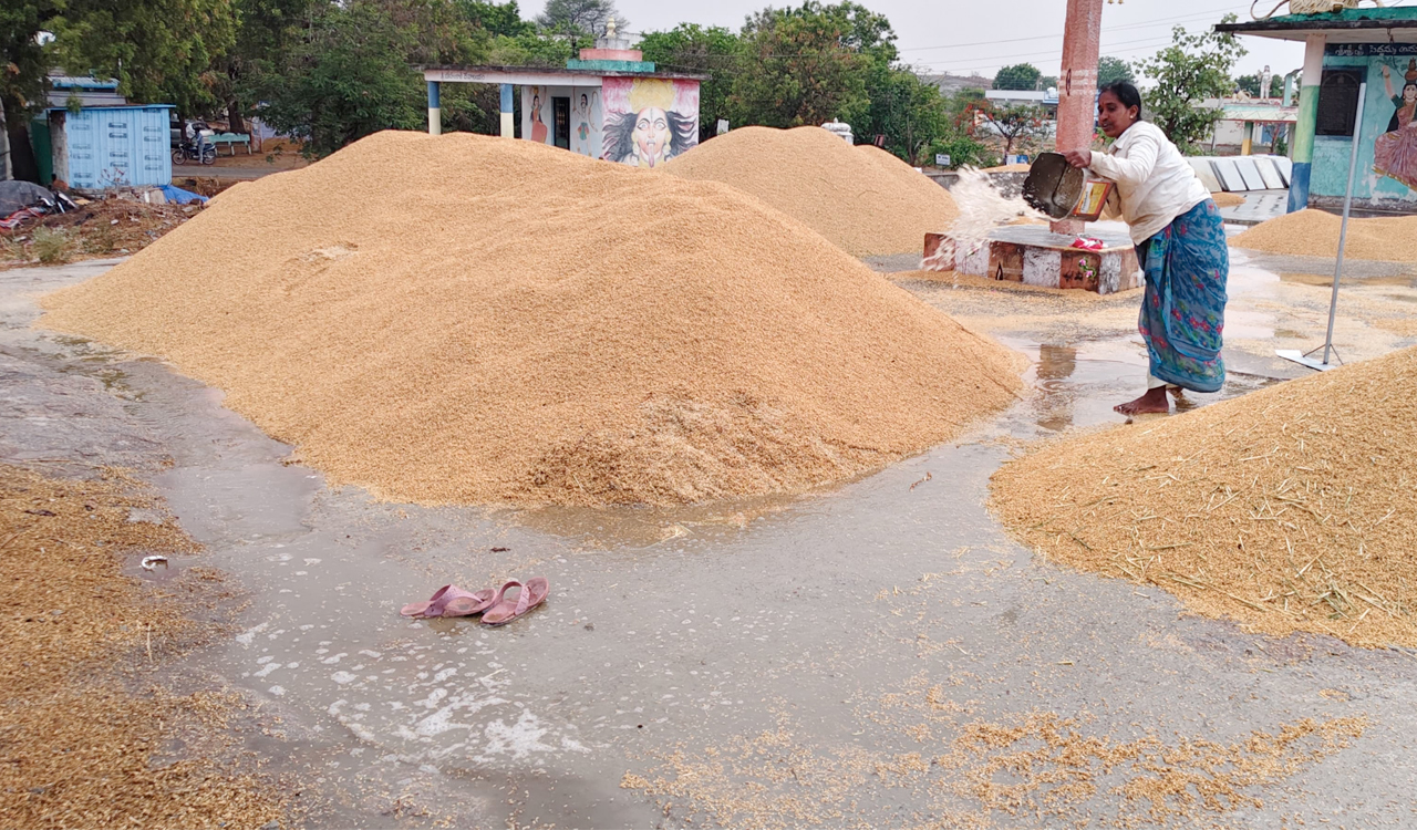 Farmers’ stocks soaked due to unseasonal rains in Nagarkurnool, Yadadri Bhongir