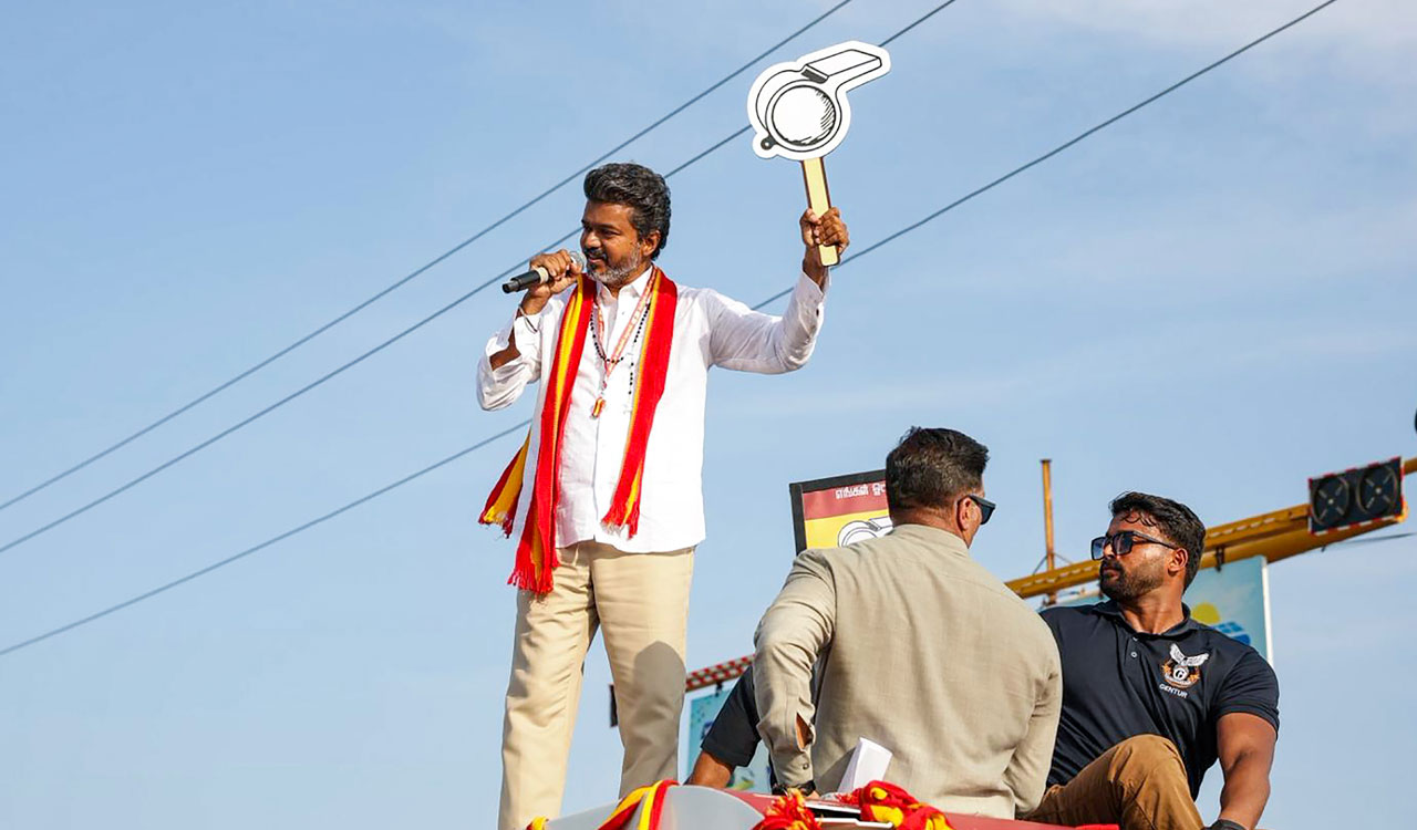 Vijay unveils governance roadmap, targets Stalin in Kanyakumari