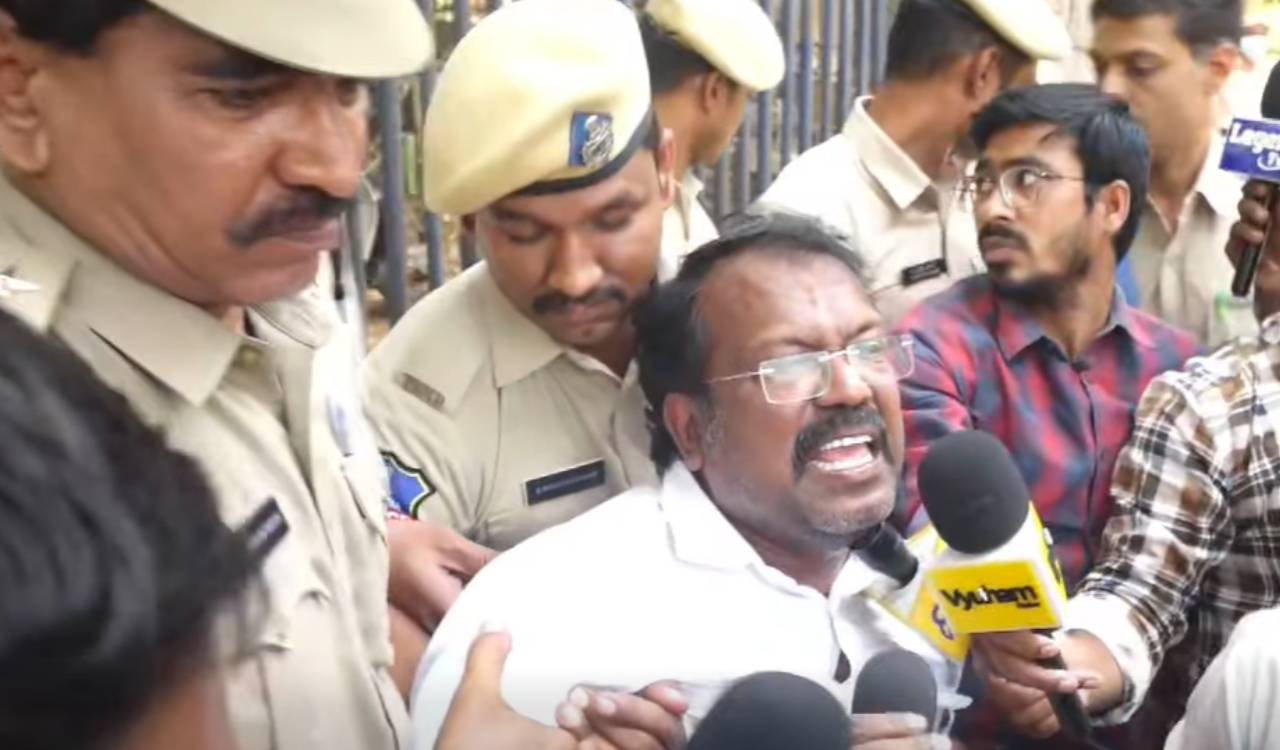 Bakka Judson protests at DGP office, seeks arrest in POCSO case