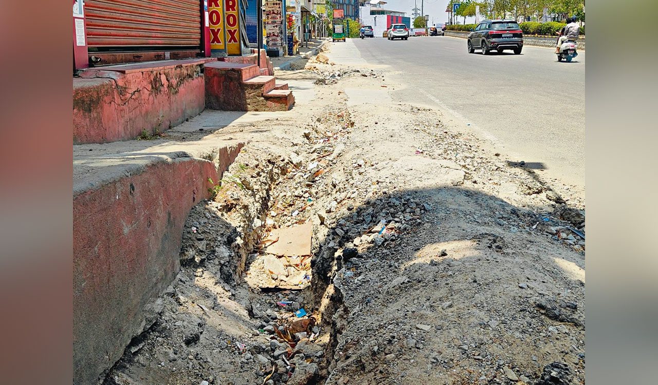 Hyderabad’s first solar-powered footpath project progresses slowly