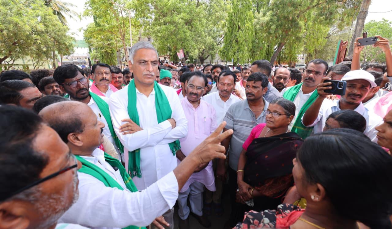 Harish Rao targets Congress govt over delay in paddy procurement