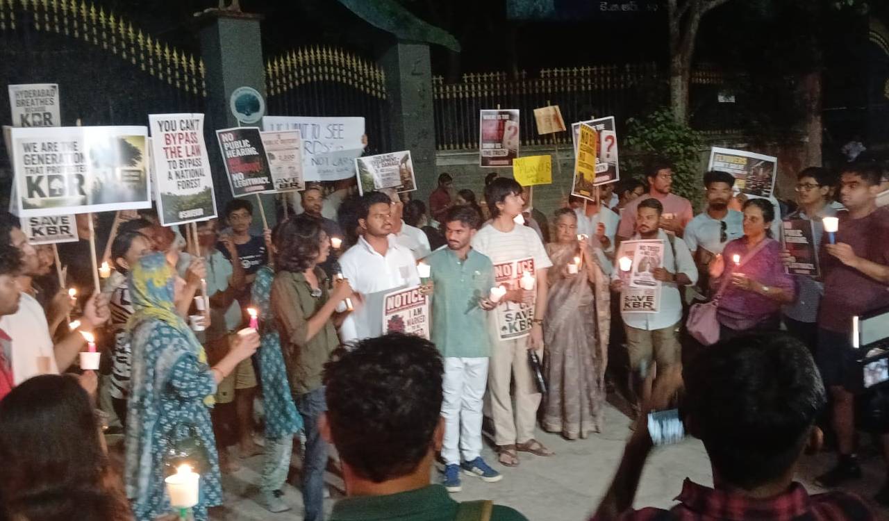 Candlelight protest at KBR park against tree felling for flyovers