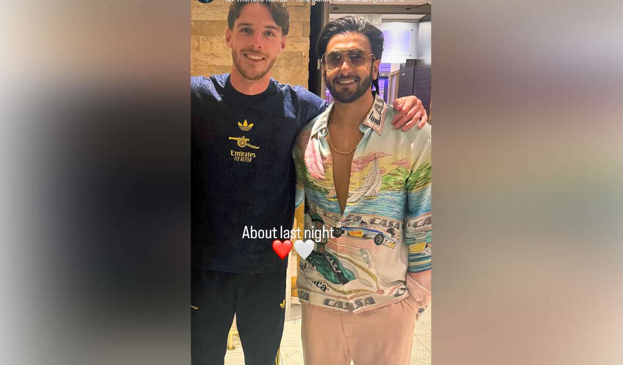 Ranveer Singh poses with Arsenal star Declan Rice, sends fans into a frenzy