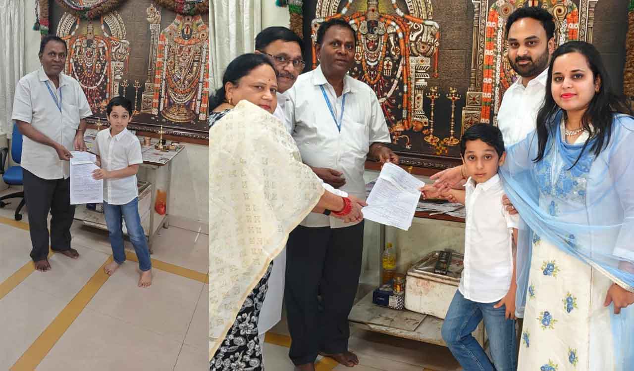 Seven-Year-Old Hyderabad Boy Donates Rs 10 lakh to TTD Healthcare Scheme