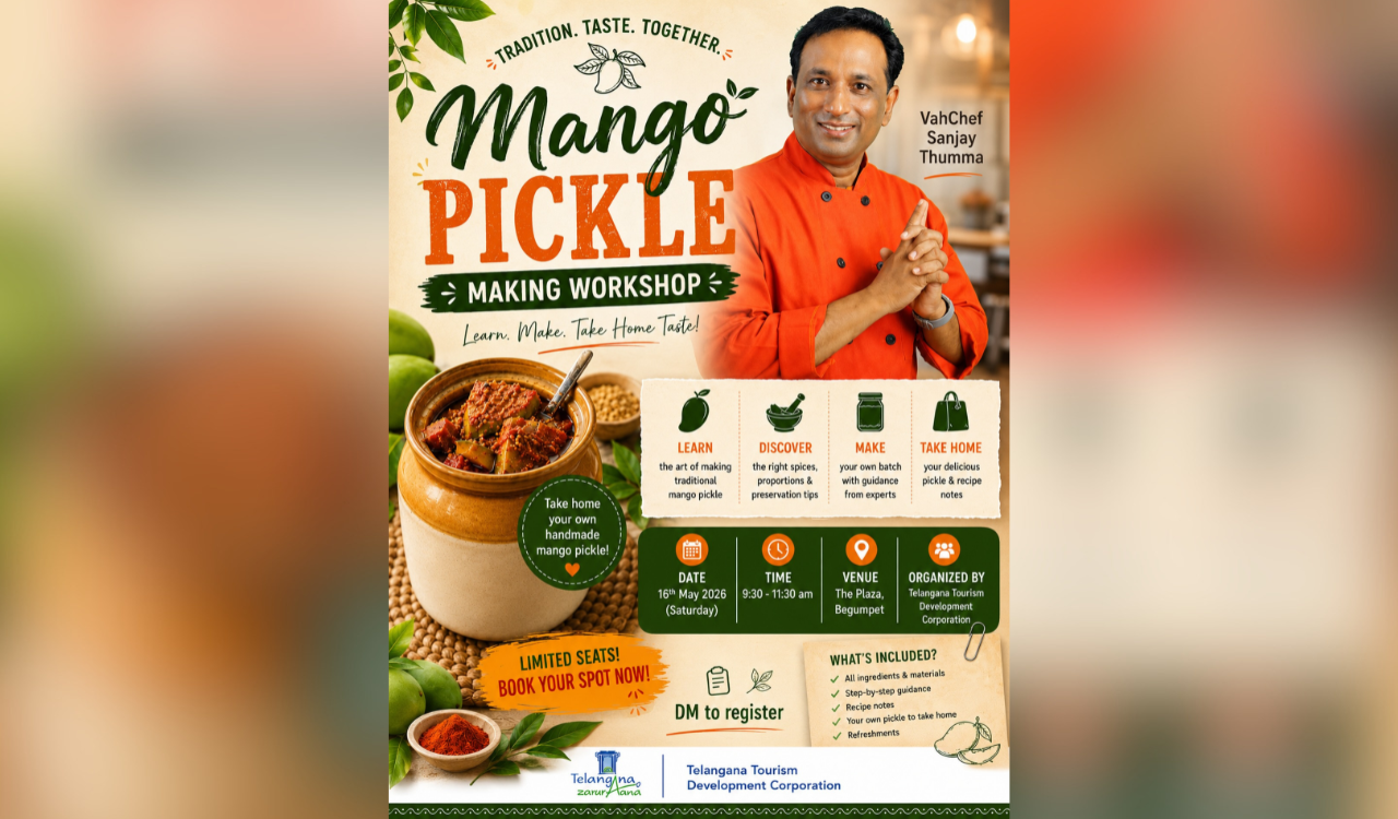 Telangana Tourism to organise mango pickle-making workshop with VahChef Sanjay Thumma