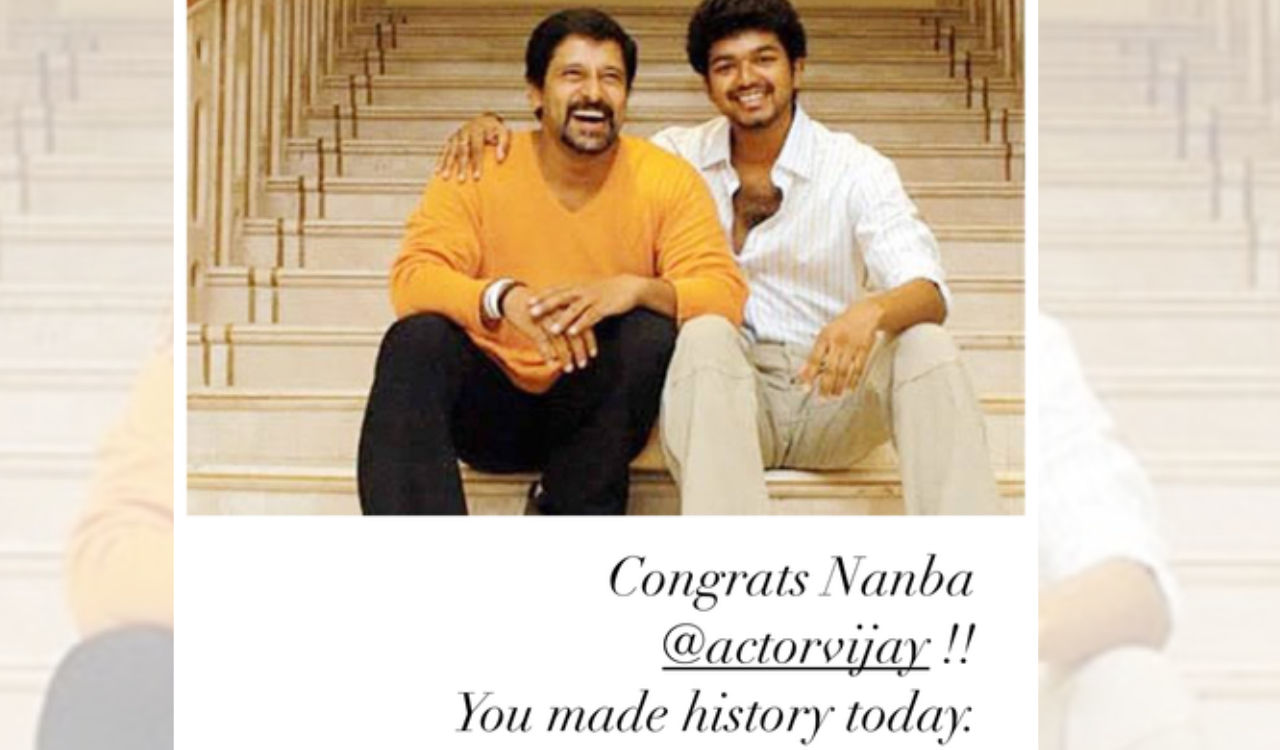 Vikram hails Vijay’s “historic” moment as TVK leads in Tamil Nadu polls