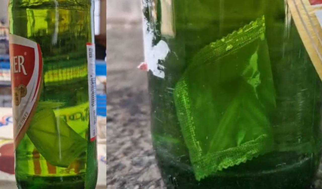 Tipplers shocked after condom packet found in Kingfisher beer in Siddipet