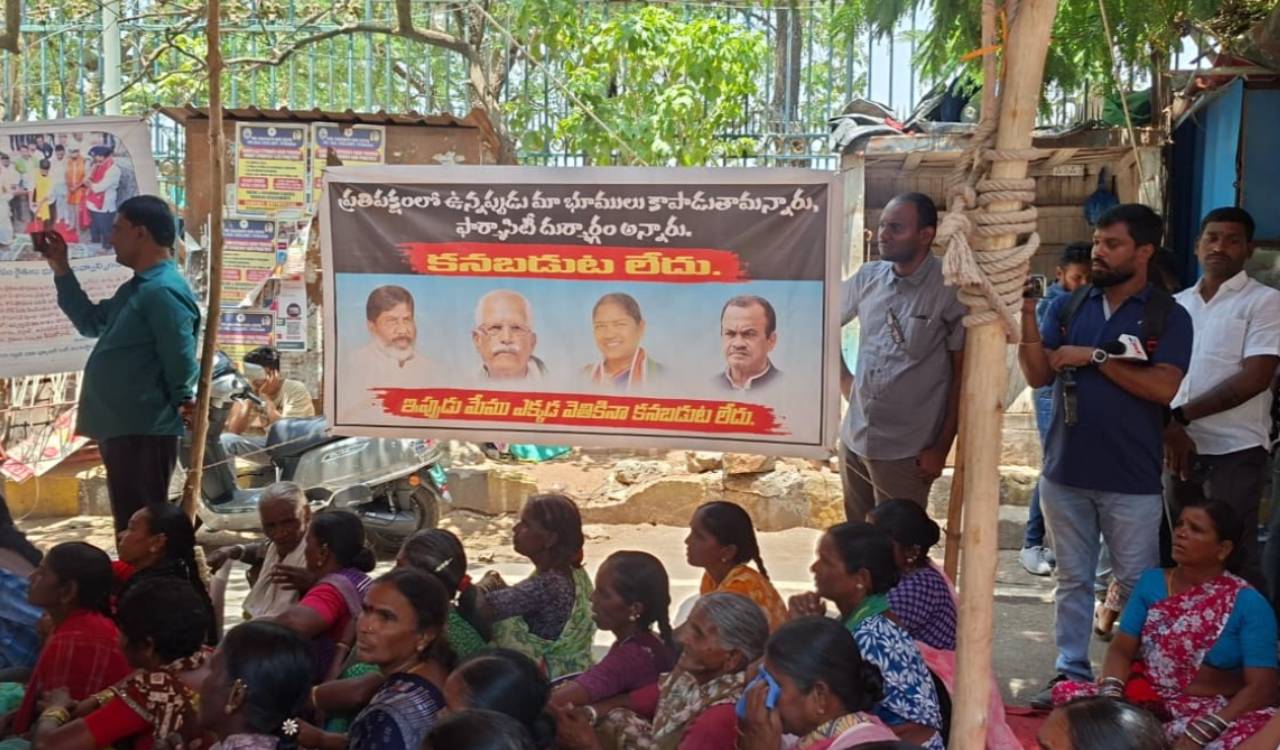 Pharma City farmers stage dharna, demand repeal of G.O.Ms. 31
