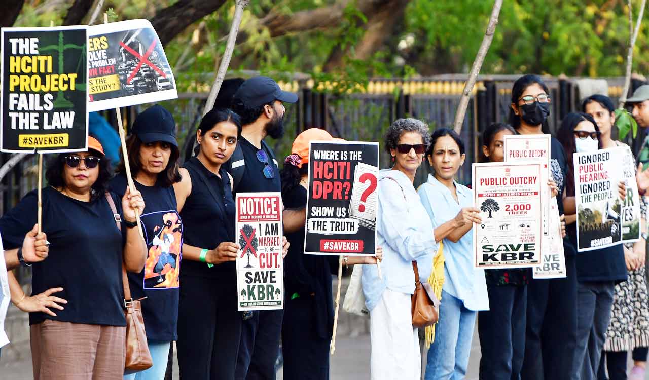 Over 200 protest against alleged green cover loss near KBR Park