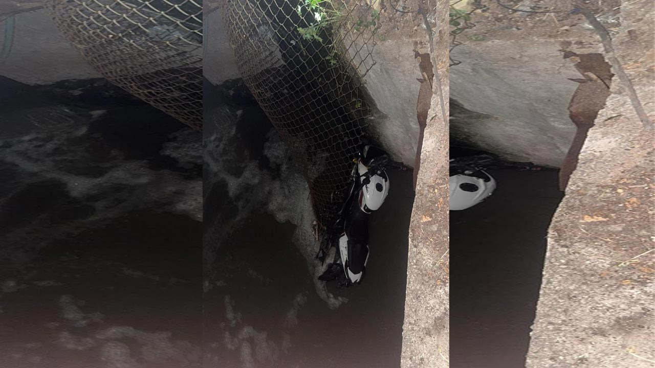 Motorcyclist injured after falling into nala at Saket in Hyderabad