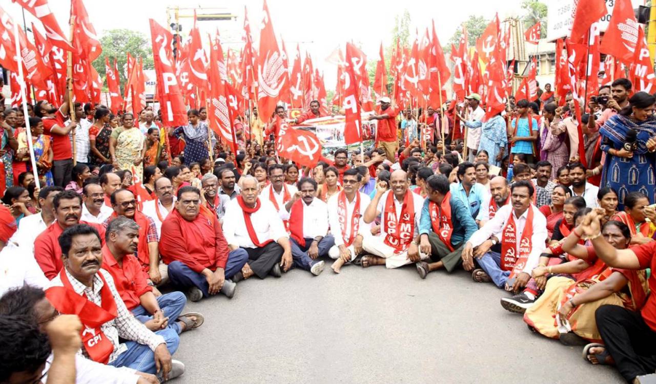 CPI, CPM leaders lead rally against Congress govt over demolition of huts in Hanamkonda