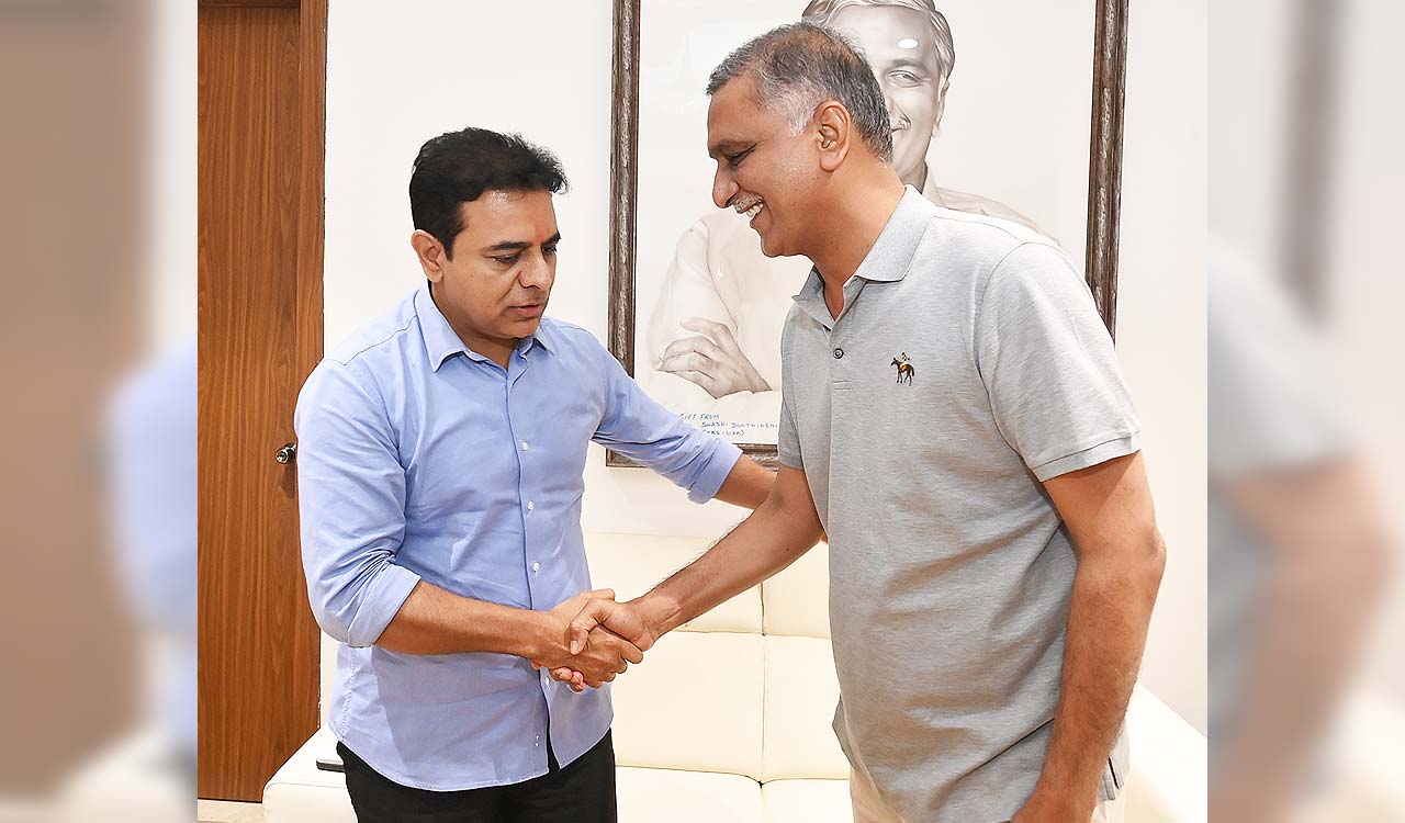 KT Rama Rao greets Harish Rao on his birthday