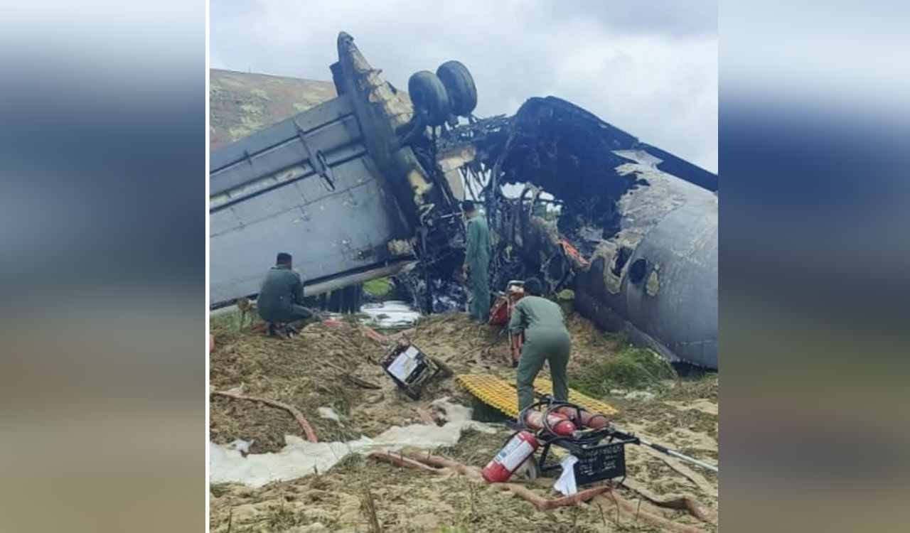 IAF AN-32 aircraft catches fire after landing at Jorhat airbase in Assam