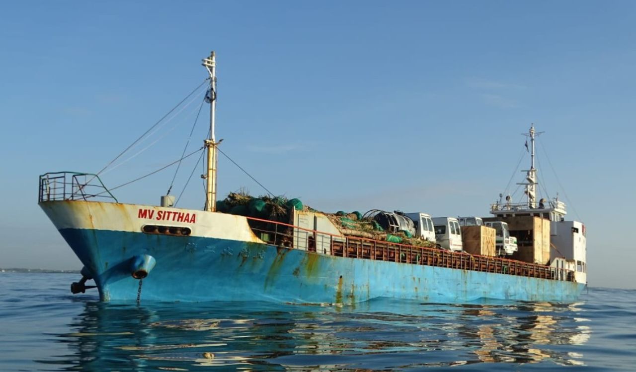 Indian Coast Guard ship Atulya rescues flooding cargo vessel MV Sitthaa off Tamil Nadu coast