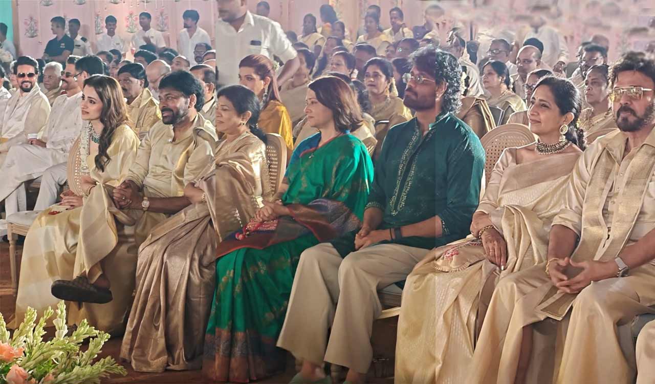 Khushbu Sundar’s daughter Avantika marries Shravan Sreenivasan; Chiranjeevi, Nagarjuna, Trisha attend Goa wedding