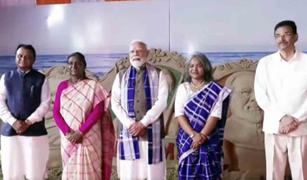 Murmu, Modi offer prayers at tribal sacred sites in Odisha’s Pahadpur village