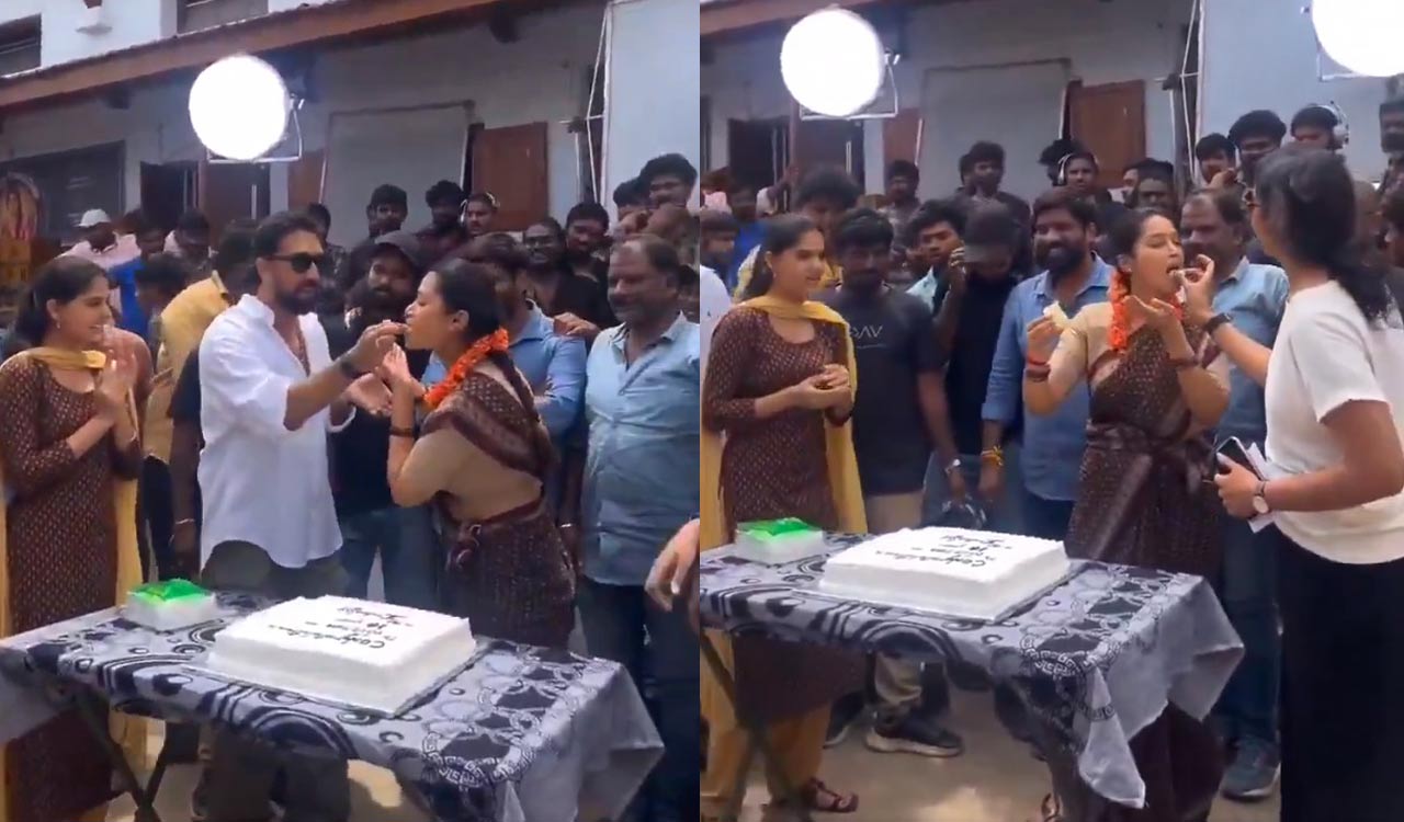 Nivetha Pethuraj celebrates 10 years in cinema on sets of Chiranjeevi’s Mega158