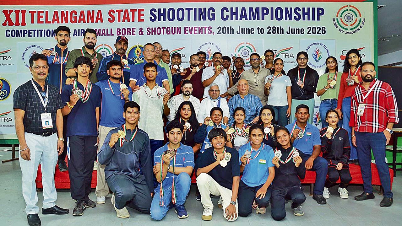 Khalique and Dhavalika shine with triple gold at Telangana Shooting Championship