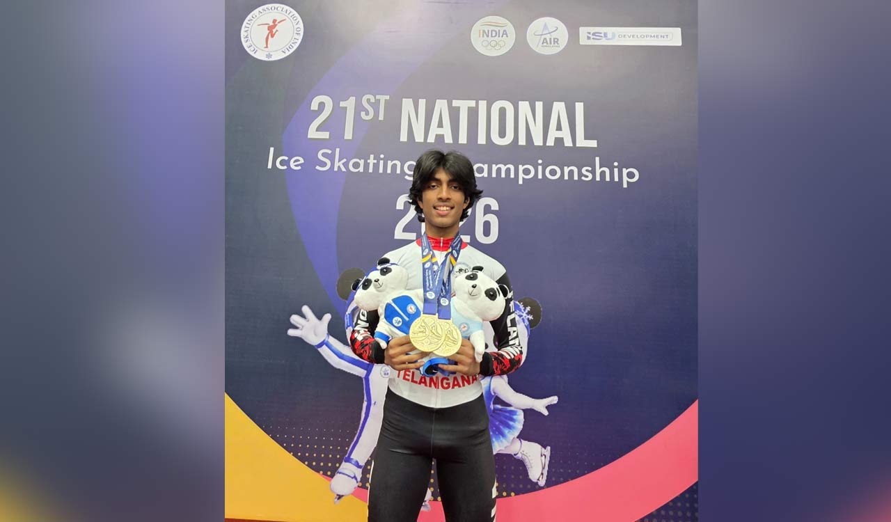 Hyderabad’s Pranav Madav wins three gold medals in national ice skating