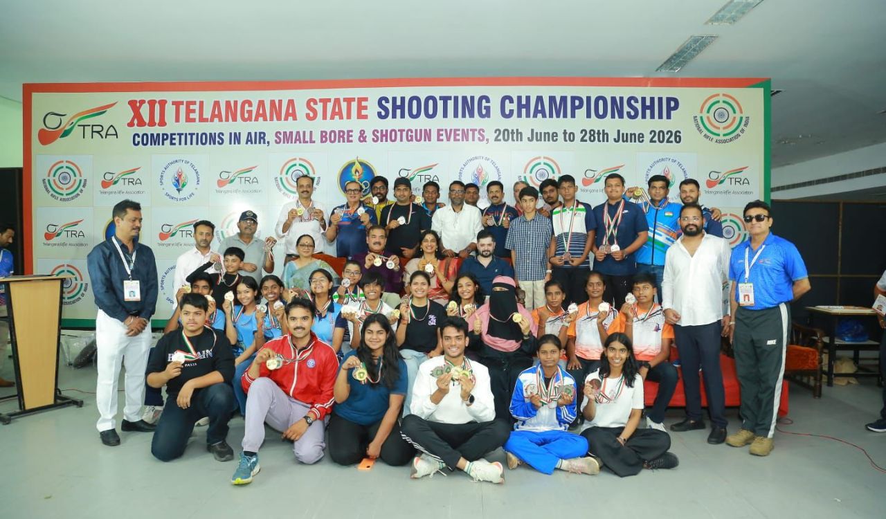 Leisha Kiran dominates Telangana State shooting championship with four gold medals at Gachibowli