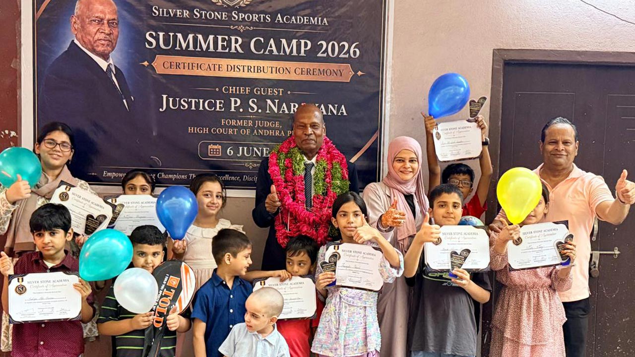 Justice P S Narayana honours young athletes at Hyderabad summer camp