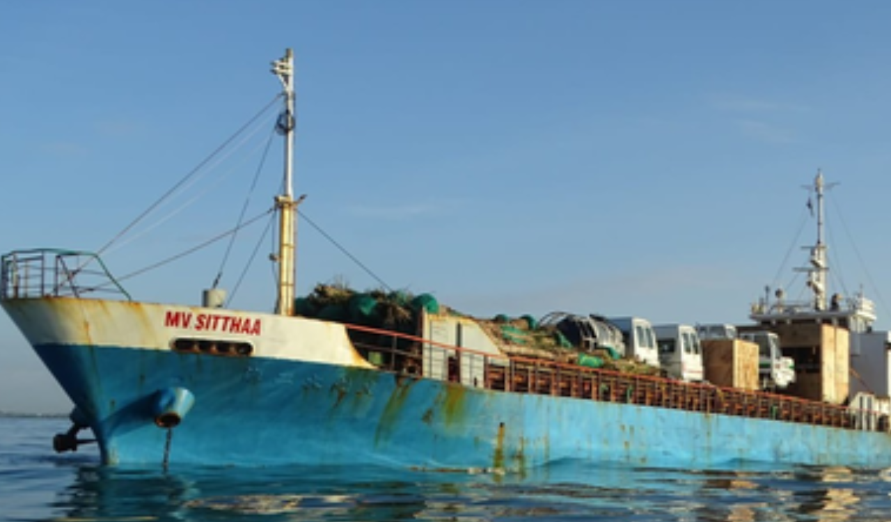 Indian Coast Guard saves flood-hit cargo vessel MV SITTHAA off Tamil Nadu coast