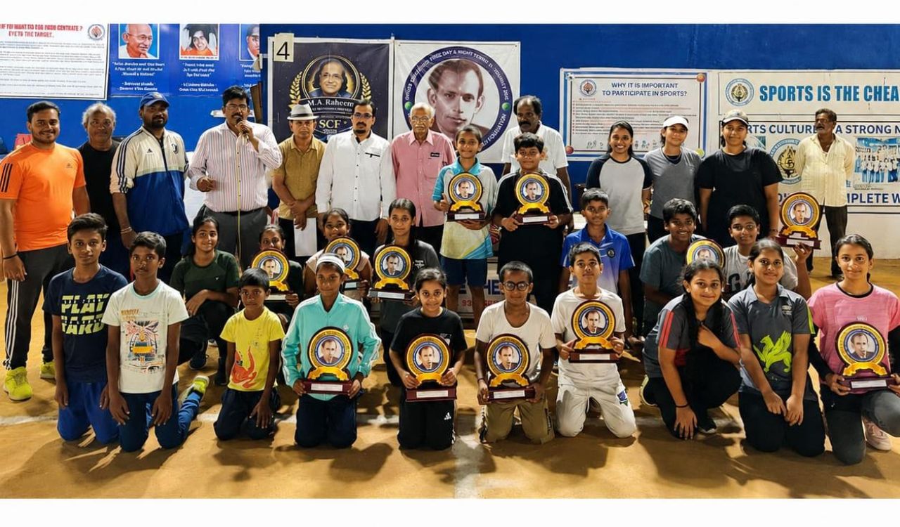 All the medallists in the Ghouse Mohammed memorial tennis tournament