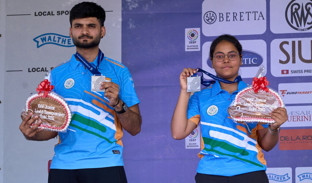 Vanshika Chaudhary, Shiva Narwal win 10m air pistol mixed team silver at ISSF Junior World Championship 2026