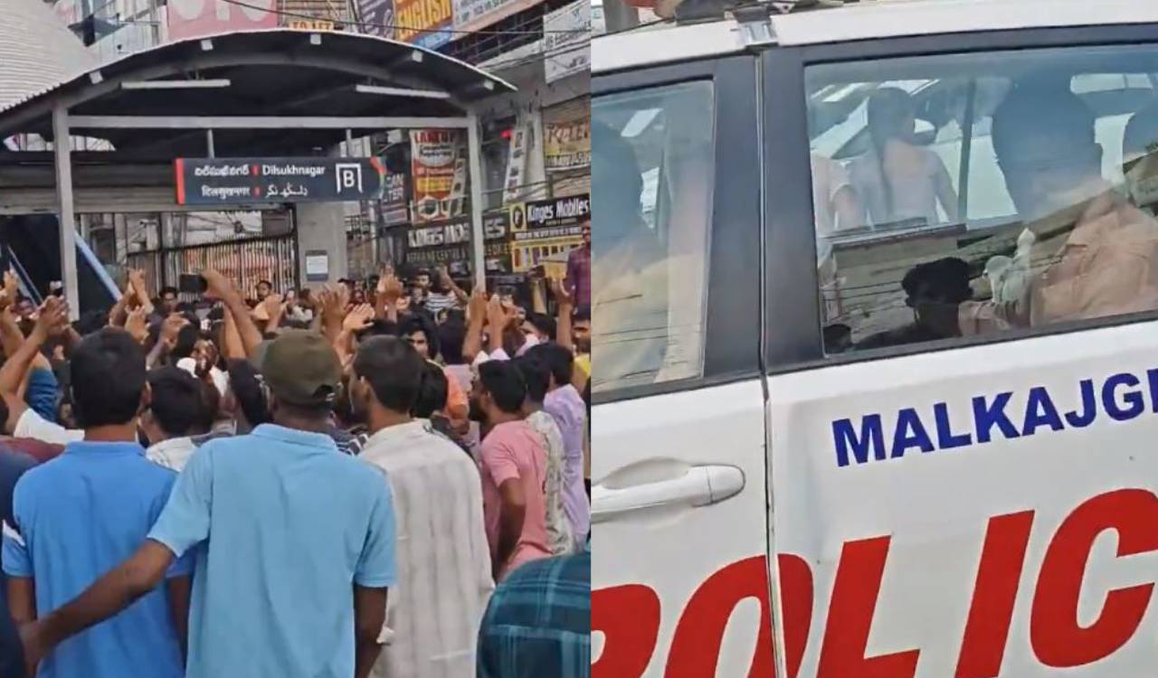 Unemployed youth protest in Dilsukhnagar over demand for more police vacancies