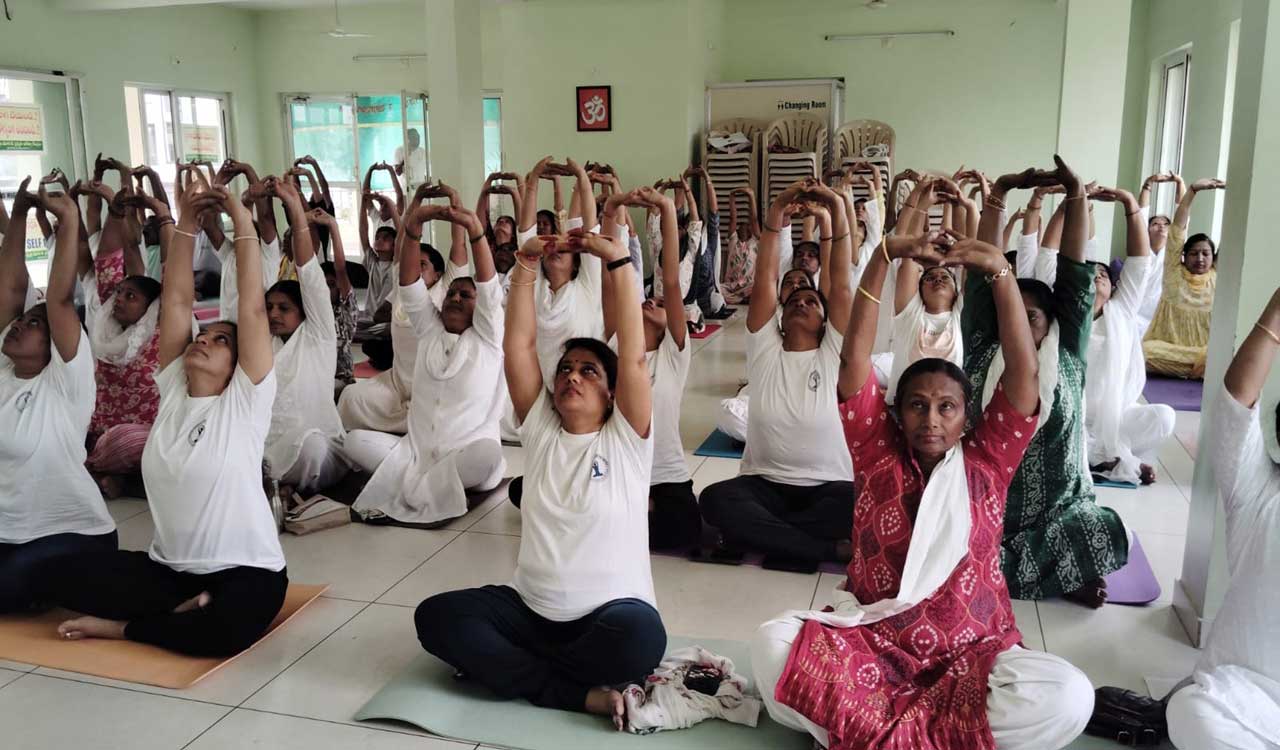 Twelfth international Yoga Day celebrated in Mancherial