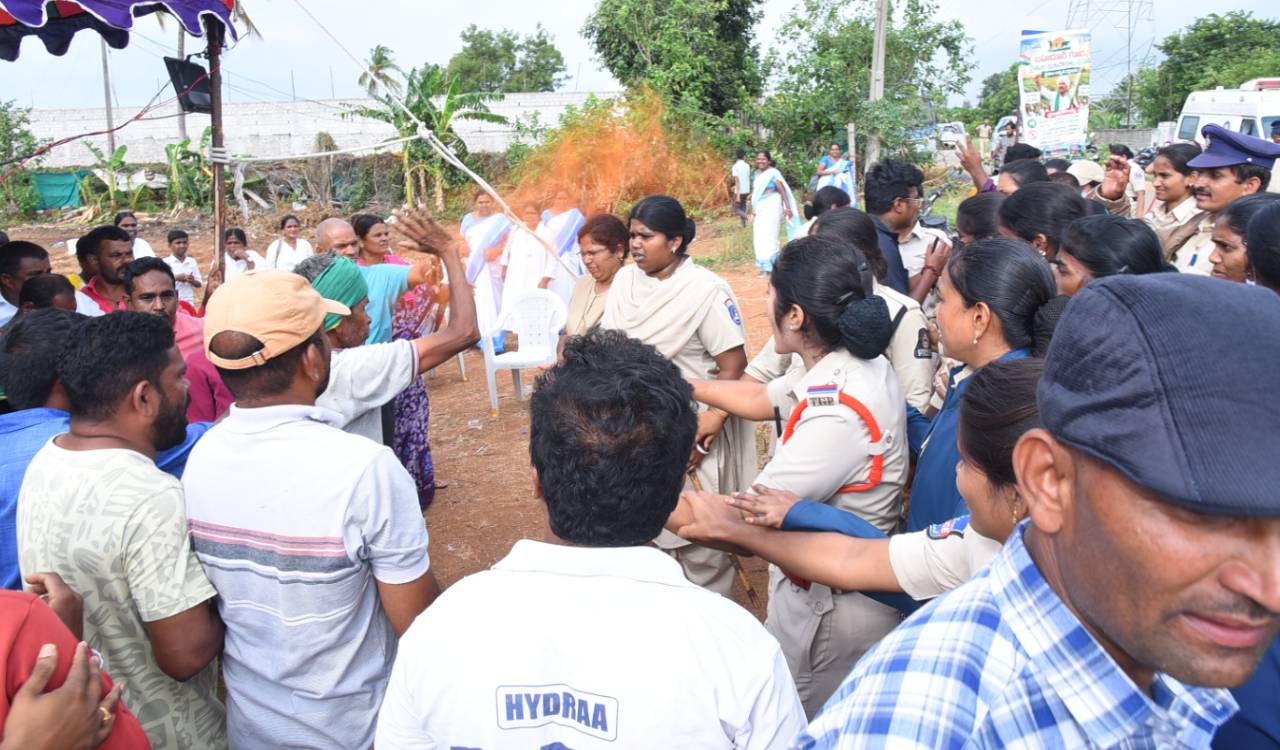 Bahadurguda tense as farmers clash with police over land acquisition for bullet train near Shamshabad