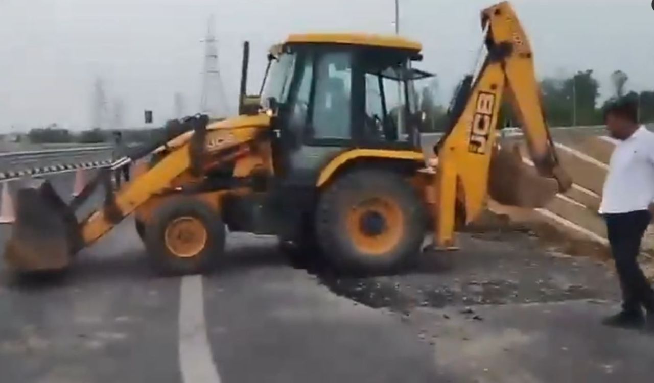 Ganga Expressway link road caves in after first monsoon rain in UP’s Unnao