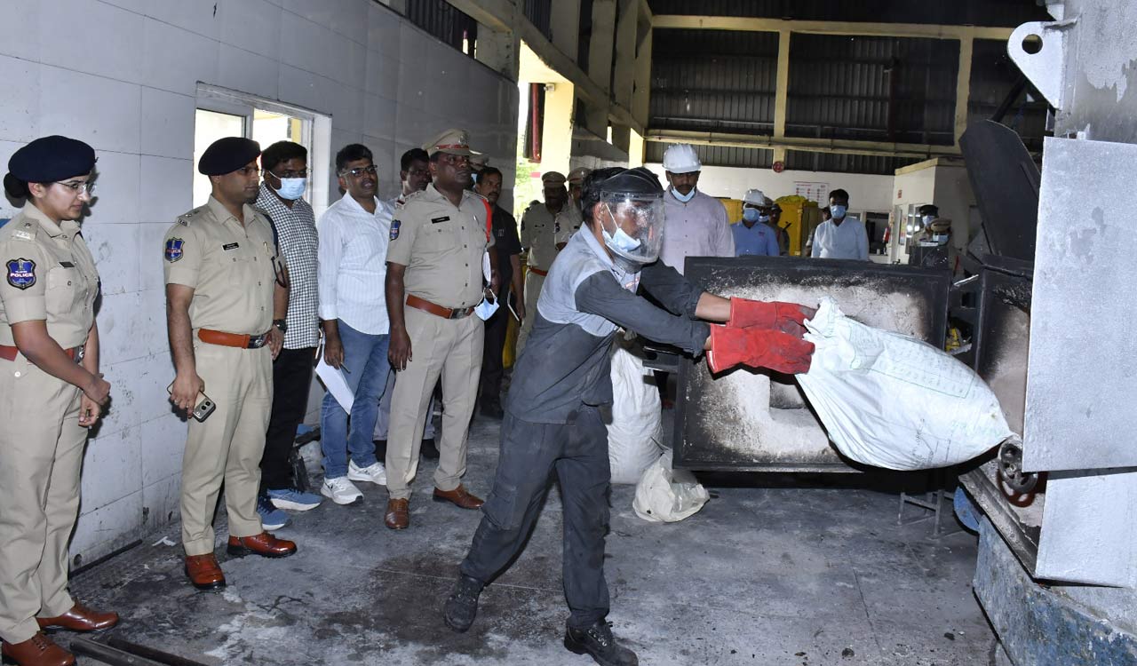 Sangareddy police destroy over 1.4 tonnes of ganja and alprazolam