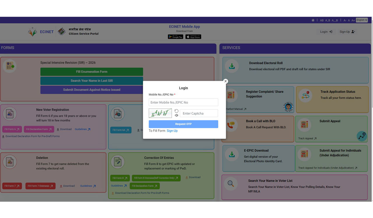 ECI launches online facility for SIR enumeration form submission