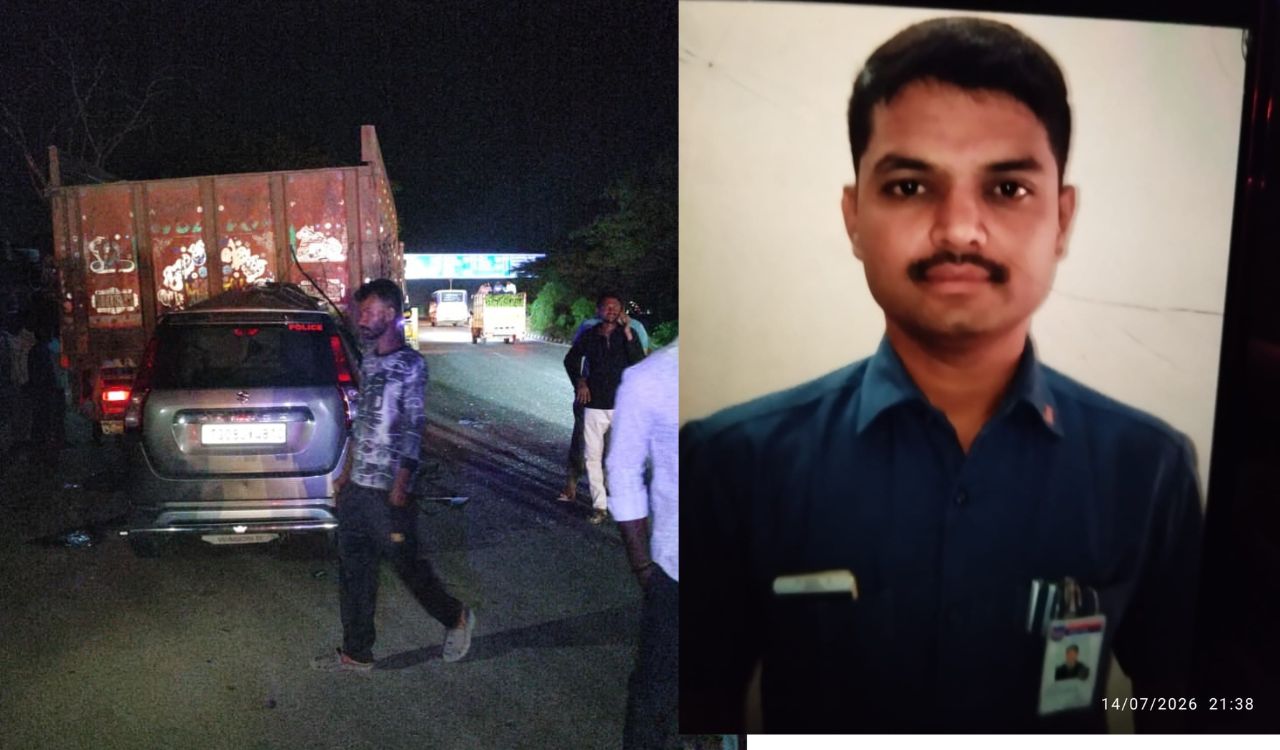 Siddipet: Police constable killed after car rams parked lorry on Rajiv Rahadari