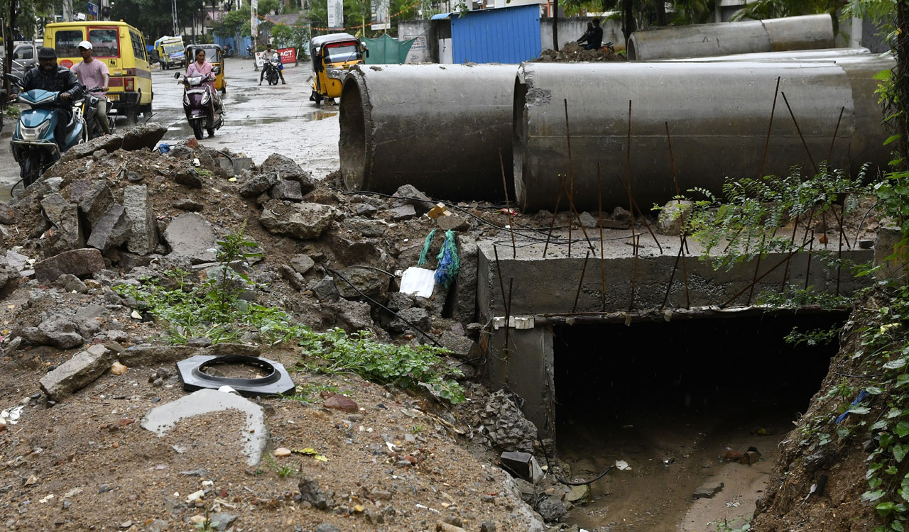 Hyderabad roads turn hazardous as heavy rains leave potholes, damaged stretches
