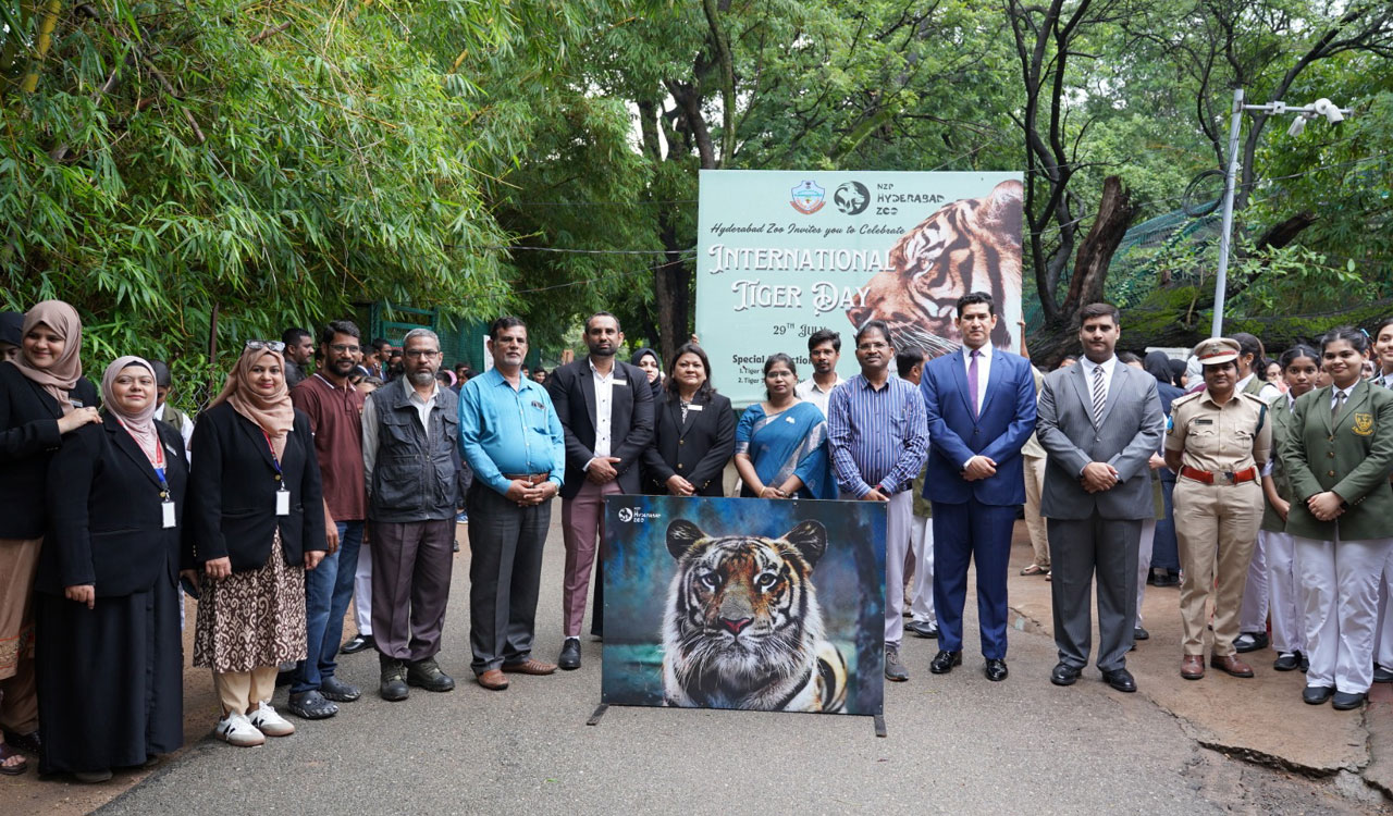SBI Hyderabad Circle Celebrates International Tiger Day by Adopting Five Tigers at Hyderabad’s Nehru Zoological Park