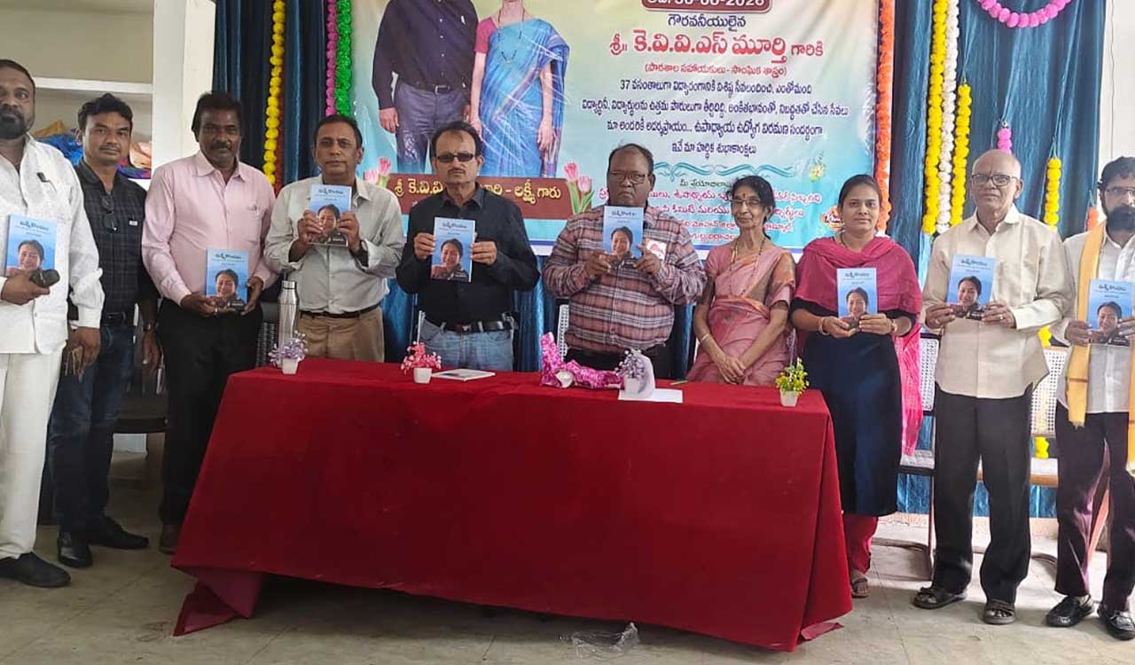 Mishmi Kondalu book launched at author, teacher KVVS Murthy’s retirement ceremony