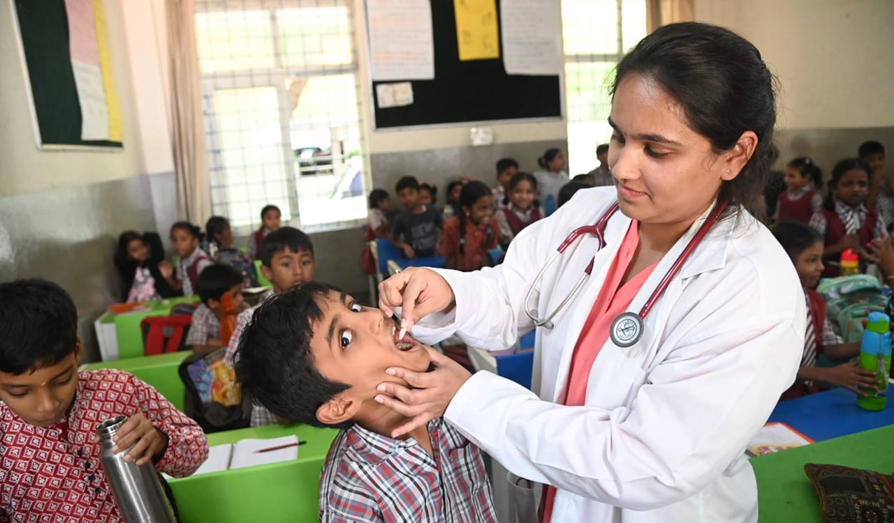 State govt administers deworming tablets to children and adolescents in Telangana