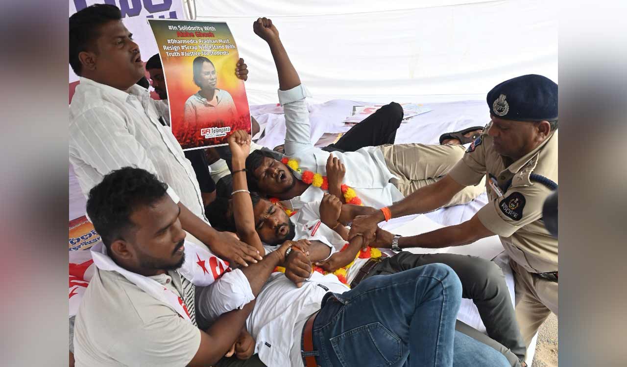 SFI leaders detained during NEET-UG protest in Hyderabad