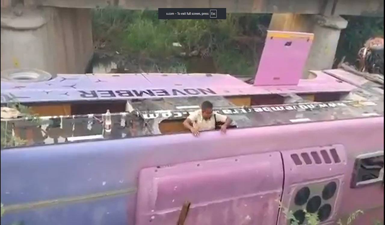 Dozen bus passengers injured in bus accident on NH 44 in Andhra Pradesh