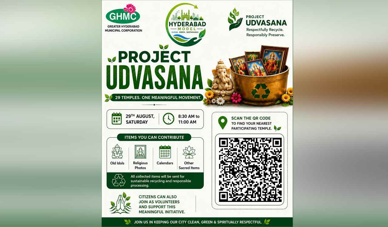 GHMC to organise ‘Project Udvasana’ to collect sacred waste material in 29 temples on August 29