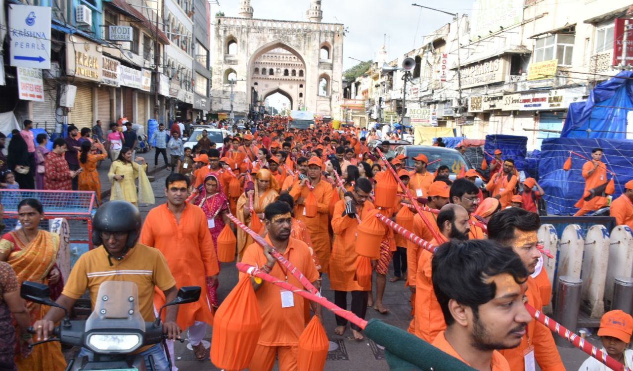 Hyderabad witnesses grand Ganga Jal Kawad Yatra with devotees in large numbers