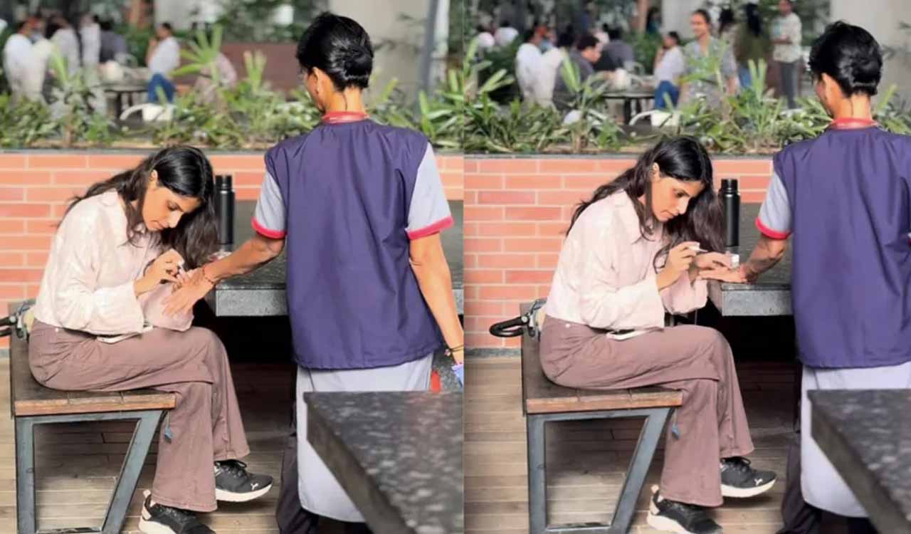 Hyderabad woman’s nail-painting gesture for janitor wins hearts online